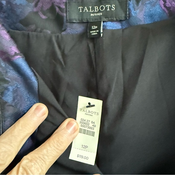 NWT Talbots Cocktail Pants Floral Jacquard Cropped Flat Front Evening Size 12P - Picture 13 of 15